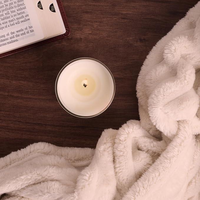 Christian Art Gifts Soy Wax Scented Candle: He Restores My Soul Bible Verse, Calming Breeze Scent, Pure Essential Oils, 4.5 oz, Up to 20 Hours Burn Time, Glass Jar w/Bamboo Lid, Encouragement Gift