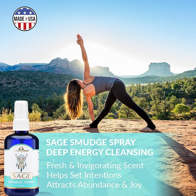 White Sage Smudge Spray (114ml) Sage Spray for Cleansing Negative Energy, Smokeless Smudge Spray, Spiritual Room Spray, White Sage Essential Oil Mist, Aura Cleansing & Protection Spray