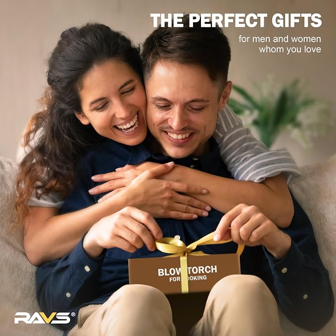 RAVS Butane Torch Lighter, Premium Metal Kitchen Torch with Adjustable Flame & Safety Buckle, Cooking Torch for Creme Brulee, BBQ, Welding, DIY, Brown, Butane Gas Not Included