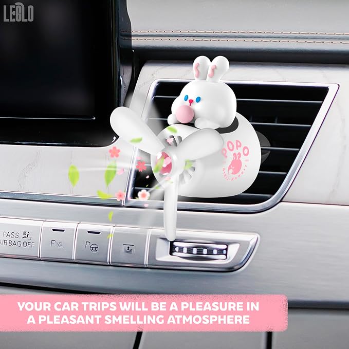 White Rabbit Pilot Car Air Freshener Vent Clip – Airplane Car Freshener | Easy Clip-On, ABS+PP | Rotating Propeller for Eliminating Odors, Long-Lasting Fragrance & Fun Addition to Your Vehicle