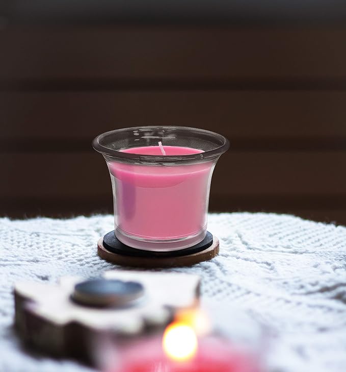 HYOOLA Clear Cup Scented Votive Candles - Wild Cherry - 12 Hour Burn Time - 4 Pack - European Made