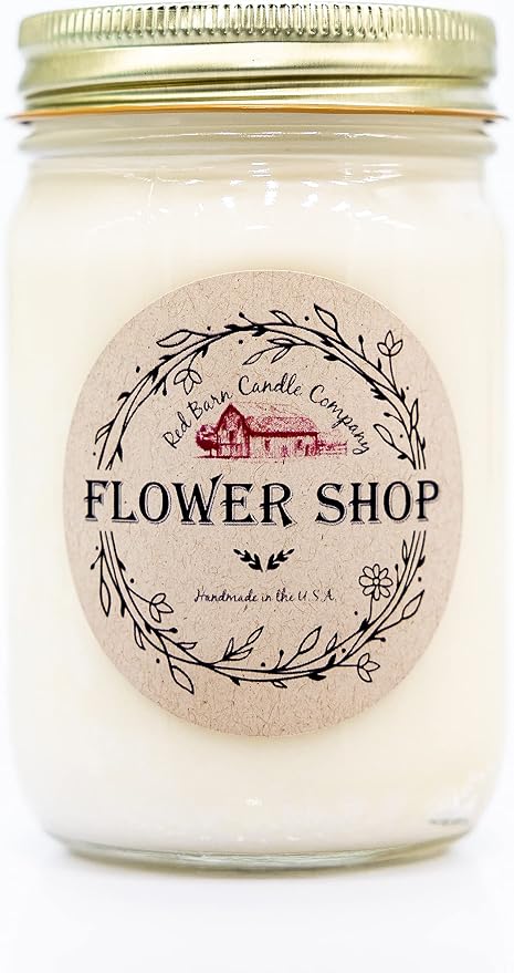 Flower Shop Aromatherapy Candle 12 oz | 100% All-Natural Soy Wax & Essential Oil Infused | 40+ Hour Burn Time | Pet Safe + Smoke Odor Eliminating | Handmade in U.S.A. | Non-Toxic Candles