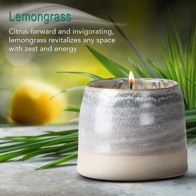 Hyggelight - The Growing Candle, Rosemary & Sage Scent, 10oz Ceramic Pot, Single Wick Aromatherapy Candles, 100% Soy for Women and Men, Greta