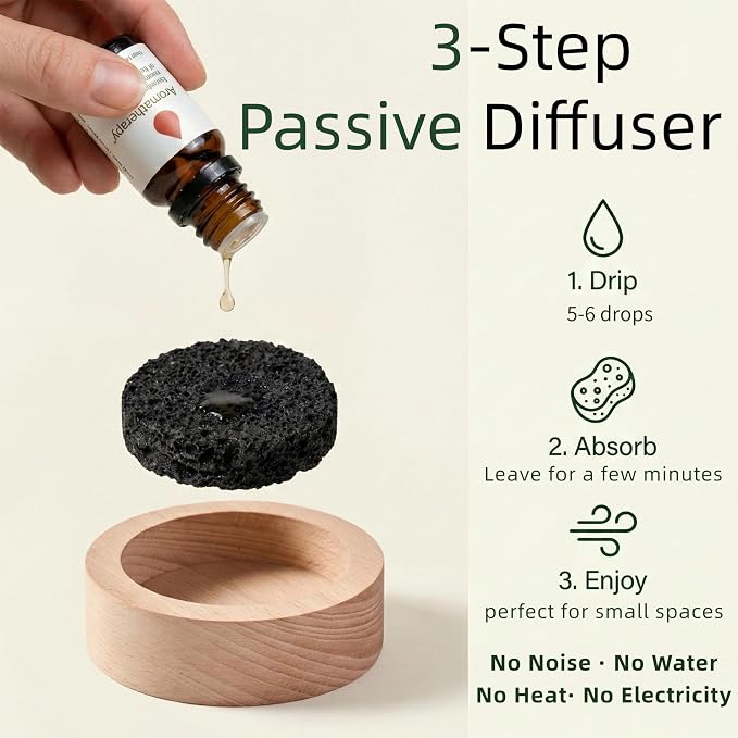 CUIYAKI 2Pcs Essential Oil Diffuser for Desk Office, Passive Lava Rock Diffuser for Aromatherapy, Small Personal Air Freshener for Nightstand, Safe for Sauna & Spa