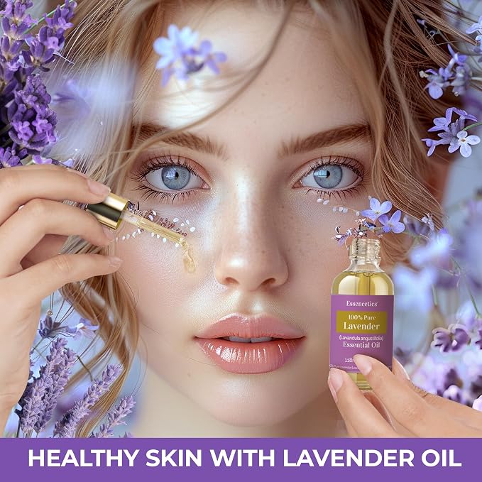 Organic Lavender Essential Oil for Diffuser 4oz - 100% Natural - Therapeutic Grade Pure & Organic Lavender Oil for Aromatherapy Skin Hair & Diffuser