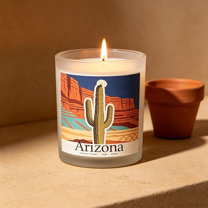 Arizona Dawn Scented Candle, Cactus Flower & Sage & Amber, Arizona Gifts, Arizona Souvenirs, Arizona Decor, Cactus Gifts, 100% Soy Wax, 7OZ