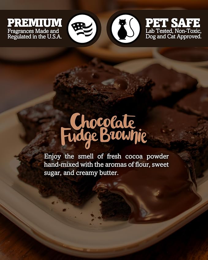 Chocolate Fudge Brownie Scented Natural Soy Candle, Essential Fragrance Oils, 100% Soy, Phthalate & Paraben Free, Clean Burning, 9 Oz.