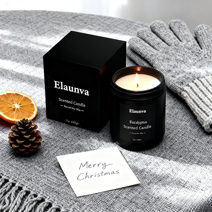 Eucalyptus Scented Candle 7oz, Natural Soy Wax | Aromatherapy, Spring Fresh Home Scent, Stress Relief, Spring Easter Home Decor Gift