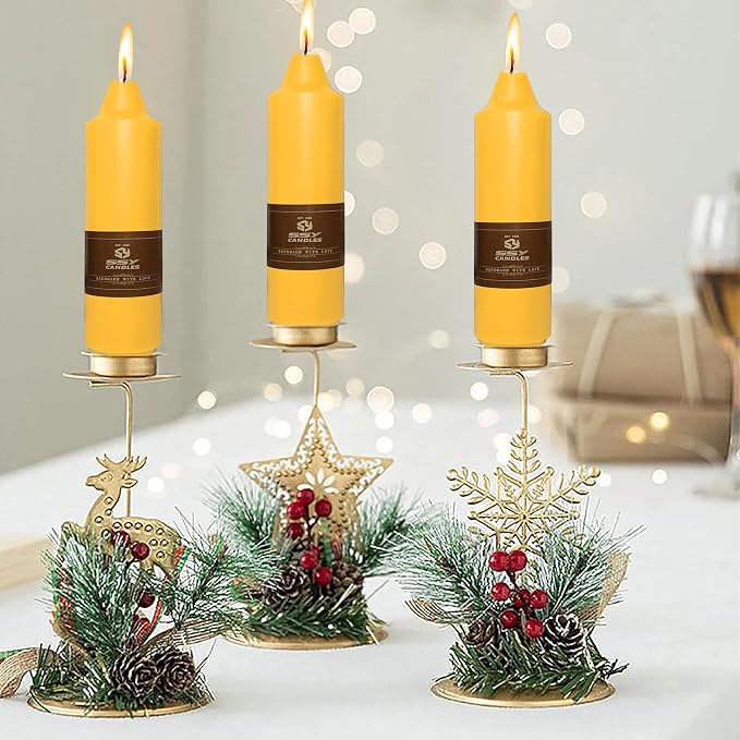 Beeswax Taper Candles 5 inch Natural Beeswax Taper Candlesticks 4 PCS Short Candle Smokeless Tapered Candle for Dinner Party Decoration Gift - 8 Hour Burn Time