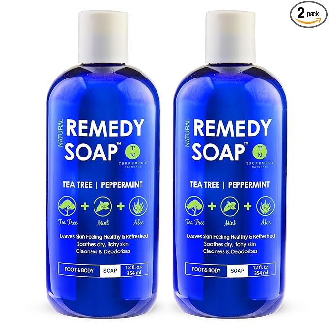 Truremedy Naturals 12oz Tea Tree Oil Body Wash - Pack of 2 - Tea Tree Soap with Aloe and Peppermint Oil - Moisturizing Foot Wash - Suitable for All Skin Types