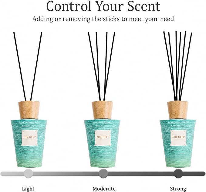 Airkeep Reed Diffuser Set, Ocean Breeze 5.1 fl oz (150 ml), Long Lasting Home Fragrance with Reed Diffuser Sticks, Decorative Room Diffuser for Bathroom, Bedroom, Living Room & Office