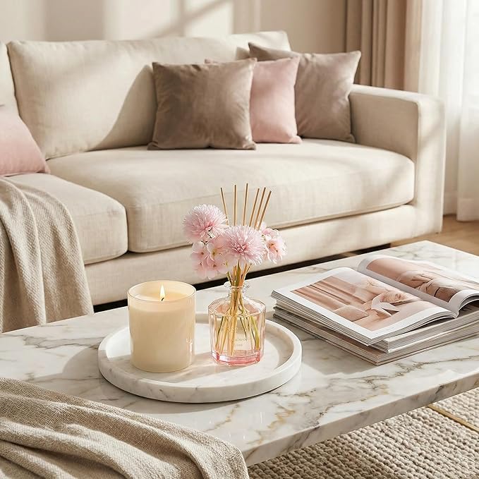 COCORRÍNA Reed Diffuser - Sandalwood Rose 8.5 Fl.oz Flower Reed Diffuser Set with 8 Sticks, Home Fragrance Reed Diffuser for Home Bedroom Office Bathroom Shelf Decor (Master Collection)