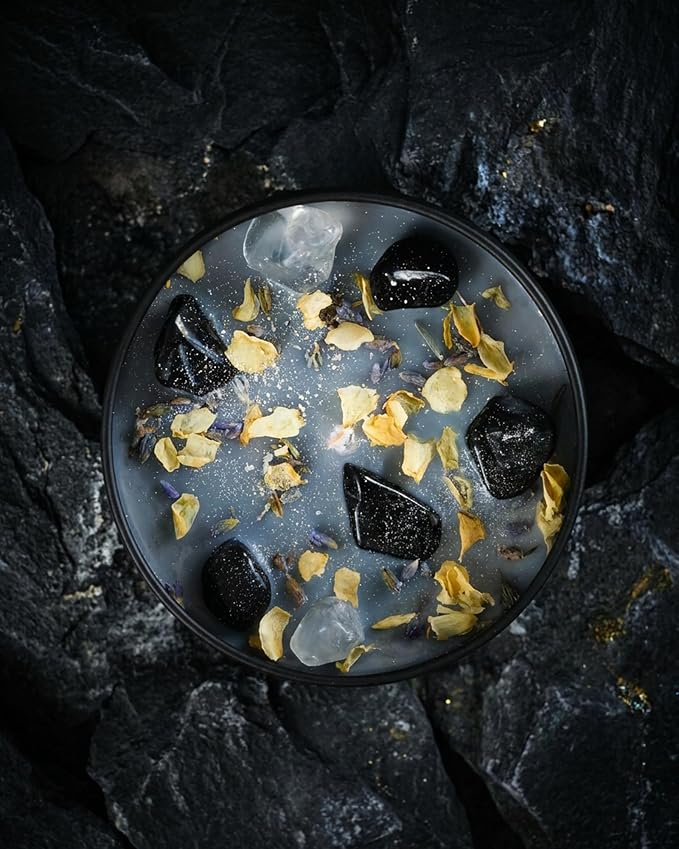 Fresh Start Obsidian, Clear Quartz Candle, Vegan Energy Clearing Ritual, Becoming Your Best Self, Oriental Scent (8oz)