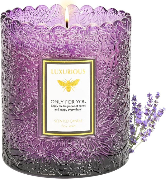 Lavender Eucalyptus Scented Candle, Candles for Home Scented, Mothers Day Gifts for Mom, Candles for Women, Lavender Candle, Natural Soy Wax, 7 oz 40 Hours