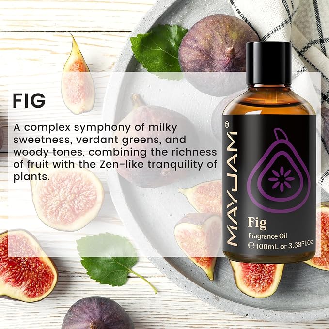 MAYJAM 100ML/3.38FL.OZ Fig Fragrance Oils with Glass Dropper, Essential Oils for Diffusers for Home, Long Lasting Scented Oils for Diffusers Soap Candle Making