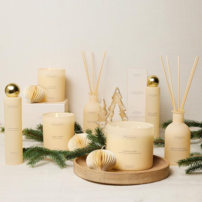 Eucalyptus, Fig & Sandalwood – Benevolence LA Scented Candle for Home | 8oz, 45-Hour Burn | Natural Soy Wax, Cotton Wick | Malibu Sands Collection, Gift for Women & Men