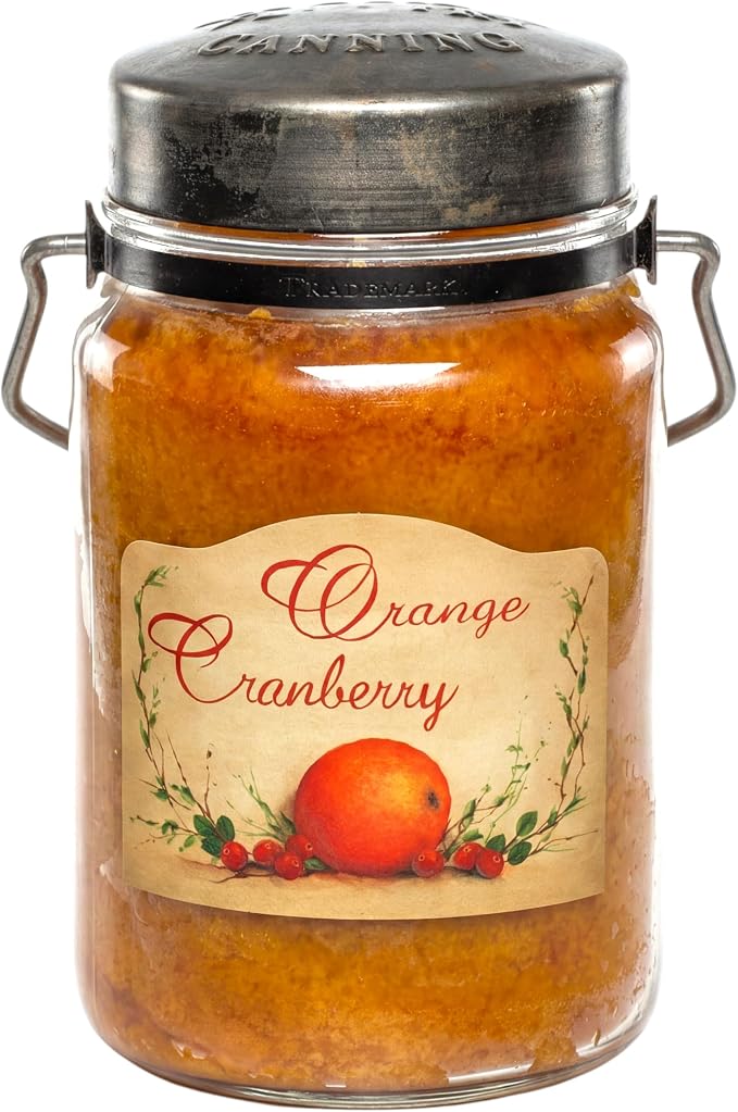McCall’s Candles | Orange Cranberry | 26 oz Scented Candle | USA-Poured | Vintage Rustic Jar with Carrying Handle | Bright Citrus & Spiced Berry Fragrance