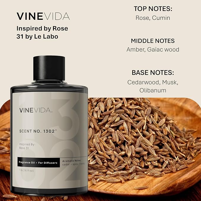 VINEVIDA [16 Fl Oz] Scent NO. 1302 Fragrance Oil for Cold Air Diffusers, Aromatic Notes of Cedarwood Spicy Woody, Essential Oils for Diffuser Oil Refill & Air Freshener Room Spray