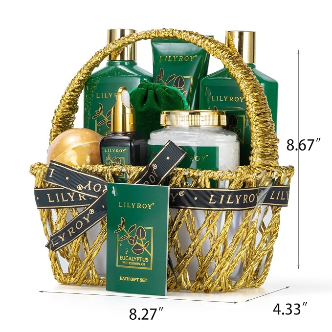 Eucalyptus Spa Bath Gifts Set, 9Pcs Premium Spa Gift Basket for Women & Men