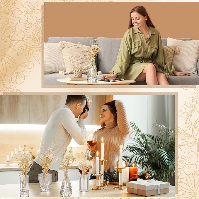 4 Pcs Reed Diffuser Set 4 Styles 5.1 oz Empty Bottles and 36 Empty Bottles with Baby's Breath High-end and Beautiful for Bedroom Bathroom Home and Office Decor