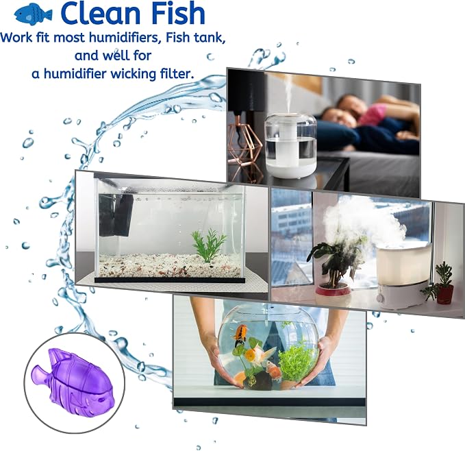 Nispira 12 Fish Universal Demineralization Cleaners for Protec Guardian Aquastick Humidifiers Ultrasonic Evaporative Dehumidifiers Hard Water Removes White Dust Odor