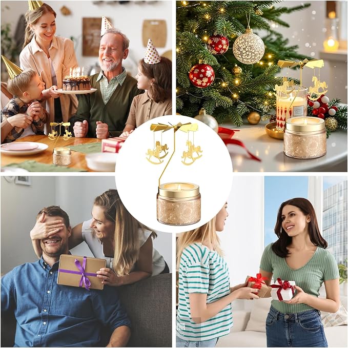 Rotatable Osmanthus Flower Scented Candle, Gifts for Women, Single-Wick with 20 Hours of Burn Time, Ideal for Creating Relaxing Ambience & Holiday Gifting (Merry-go-Round)