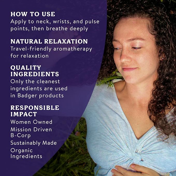 Badger Sleep Balm, Organic Essential Oil Aromatherapy Natural Sleep Balm for Adults & Kids, Relaxing & Calming Lavender & Bergamot Natural Sleep Support, .75 oz Tin