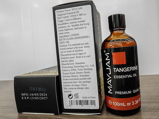 MAYJAM 100ML/3.38FL.OZ Tangerine Fragrance Oils with Glass Dropper, Essential Oils for Diffusers for Home, Long Lasting Scented Oils for Diffusers Soap Candle Making