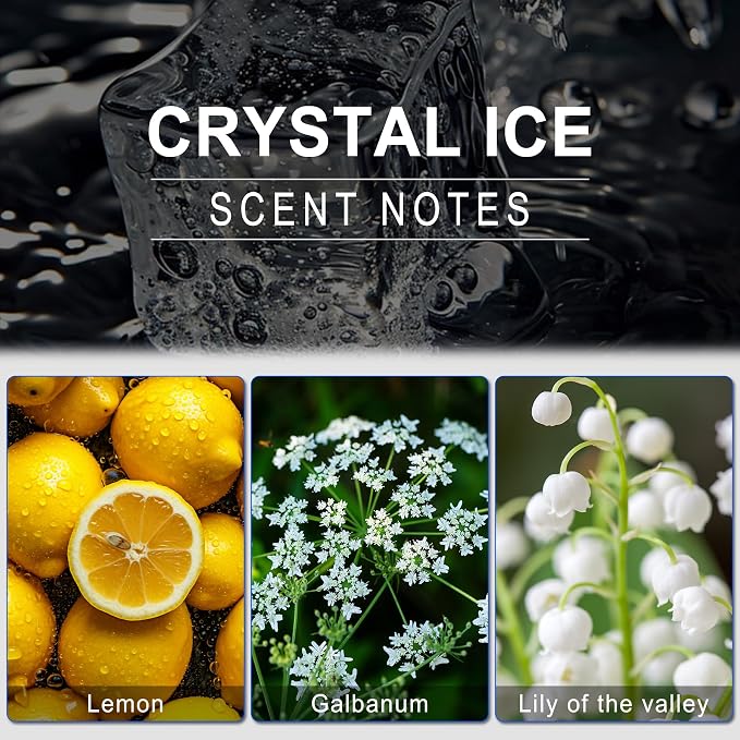 JUSTTOP Crystal Ice Scent Car Air Freshener Clip,Provides Long Lasting Fragrance Holding for Over 120 Days,4 Vent Clips,4ml Each,Car Accessories for Men or Women(Crystal Ice)