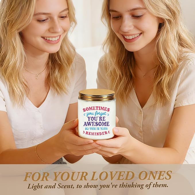 Birthday Gifts for Women, Christmas Thank You Encouragement Gifts for Daughter Wife Sister Mom Friend, Inspirational Office Gift for Coworker Employees, Funny Lavender Scented Candle - White
