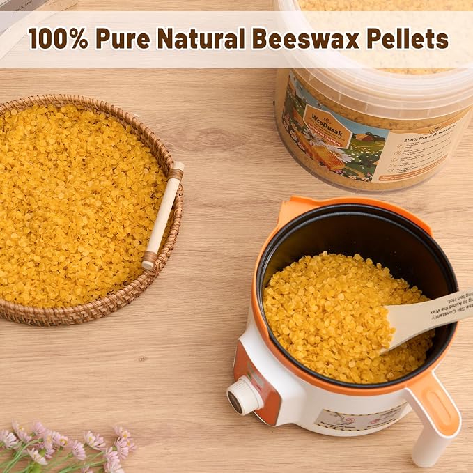 Beeswax Candle Making Kit, 6LB (96oz) 100% Organic Bees wax Pellets with Electric Wax Melter & Premium All-in-One Candle Making Supplies, Beeswax as Multipurpose Raw Material for Various DIY Crafts