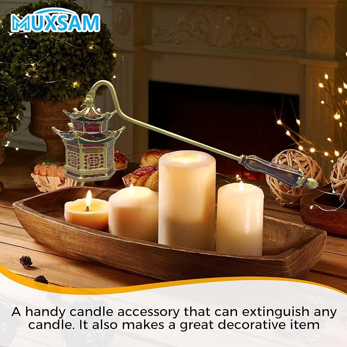 MUXSAM Vintage Candle Snuffer, Handheld Candle Extinguisher with Long Handle Wick Flame Snuffer Metal Candle Accessory for Home Decoration, Retro Pagoda