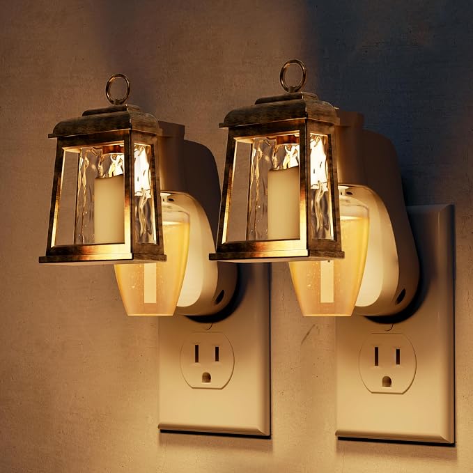 L LOHAS LED Wall Fragrance Plug in with Candle Night Light Compatible with Bath and Body Works Fragrance, Wall Plug Essential Oil Diffuser with Nightlight for Hallway, Bathroom (2 Pack)