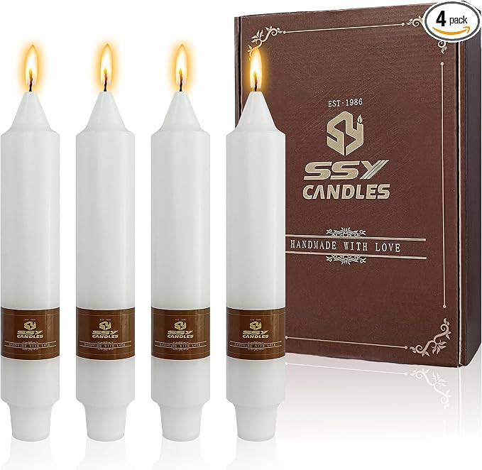 White Wedding Candles Unscented Tapered Candle 7 inch Short Candle 4 PCS Smokeless Candlesticks Long-Burn for Home Dinner Wedding Party Decoration