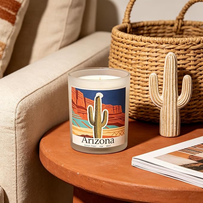 Arizona Dawn Scented Candle, Cactus Flower & Sage & Amber, Arizona Gifts, Arizona Souvenirs, Arizona Decor, Cactus Gifts, 100% Soy Wax, 7OZ