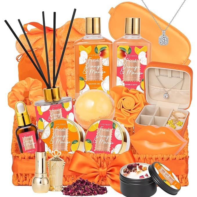 Gifts for Women, Birthday Gift - 23-Piece Spa Gift Basket for Women, Gift Basket for Mom, Bath and Body Gifts, Bath Gift Set | Spa Gift Baskets for Mothers Day, Christmas, Valentines Day Gift