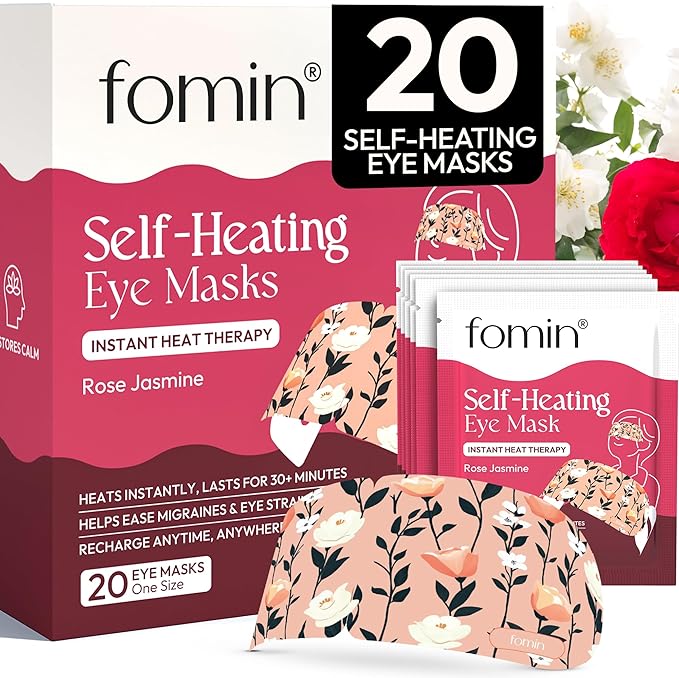 Steam Eye Mask for Fathers Day, 20 Packs Rose & Jasmine Self Heating Warm Compress for Dry Eyes, Puffy Eyes & Dark Circles, Disposable Heated Eye Mask, Travel Essentials & Relaxation Gifts for Men
