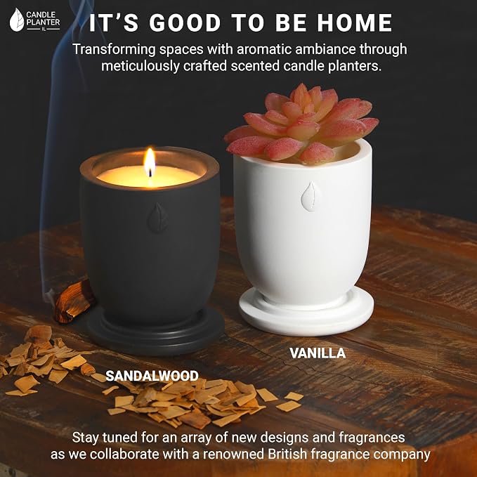Concrete Cement Candle Planter - Aromatherapy Candles for Home Scented, Soy Candles - Scented Candle & Dual Purpose Jar Candles, Strong Scented Candles - 8 Oz, 50-Hour Burn