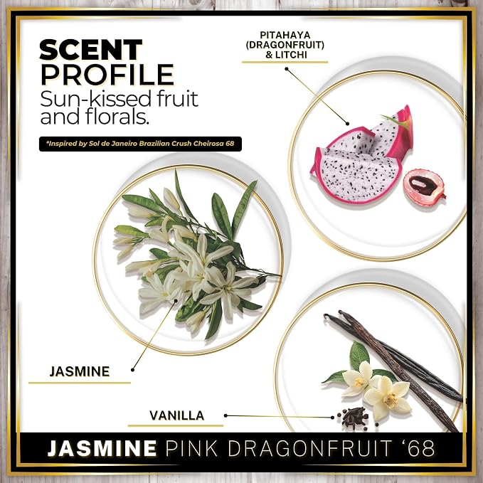 Urban Naturals Car Air Freshener Hanging + Vent Clip, Jasmine Pink Dragonfruit '68 Scent Diffuser, Long Lasting Car Fresheners Made in USA, Auto Accessories for women (1 Pack)
