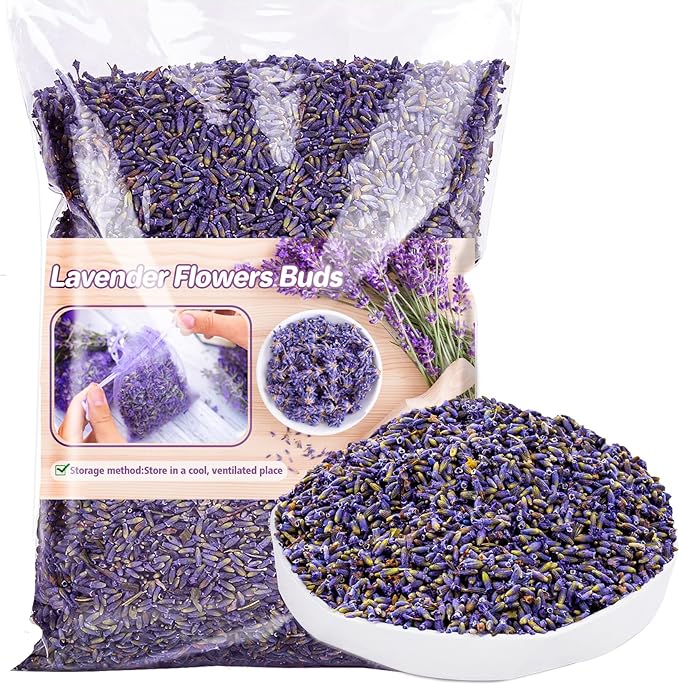 Sukh 12.5OZ Dried Lavender Flowers - Lavender Buds Sachets Bags for Drawers Closets Fresh Scents Dried Flowers Lavenders Sachet Bags for Patry Birthday Bridal Shower Organic Bulk