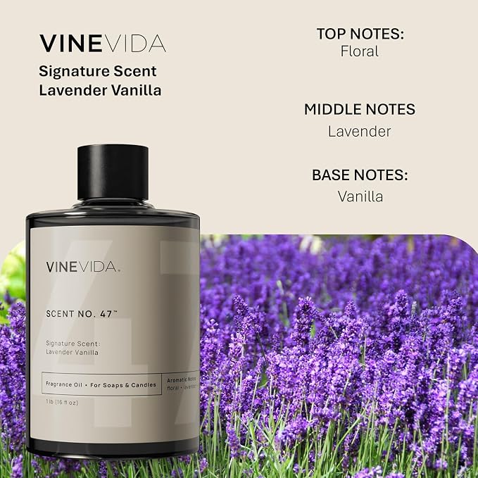 VINEVIDA [16oz] Lavender Vanilla Fragrance Oil for Candle Making Scents Soap, Perfume Oils, Soy Candles, Home Diffusers, Bath Scent Bomb, Linen Spray, Lotions, Car Freshies