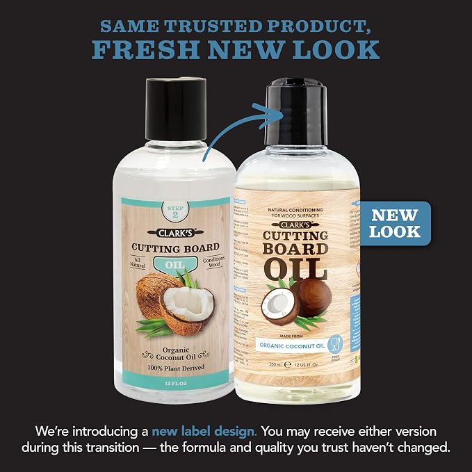 CLARK'S Cutting Board Oil - Coconut Extract Oil for Cutting Board - Made with Fractionated Coconut Oil for Kitchen Countertops, Butcher Blocks, Wooden Bowls and Utensils