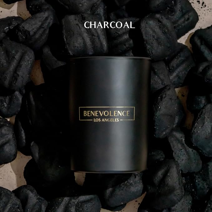 Benevolence LA Premium Charcoal Scented Candle – Long-Lasting, 45-Hour Burn – Luxury Black Wax Soy Candle for Home – Aromatherapy & Room Decor – 10oz