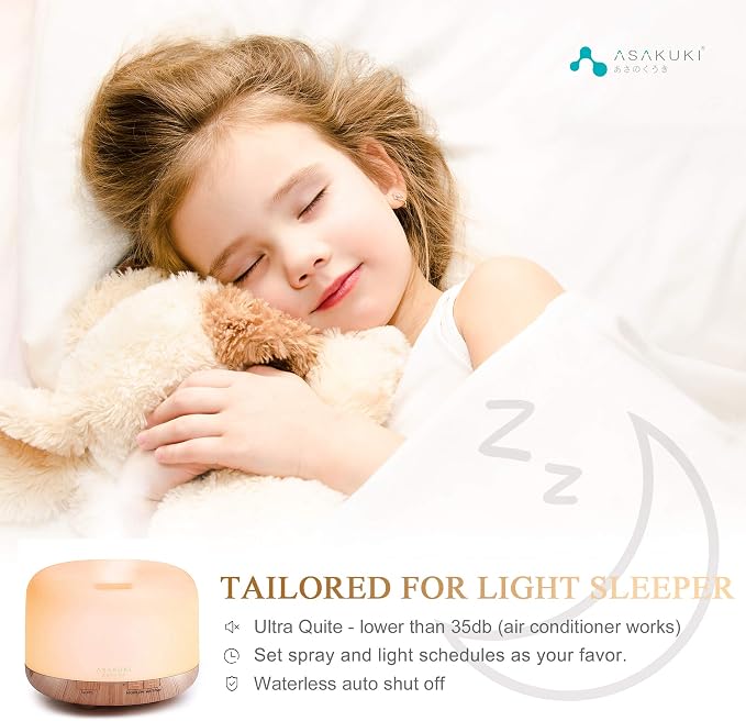 ASAKUKI Smart Wi-Fi Essential Oil Diffuser, App and Voice Control Compatible with Alexa, 500ml Aromatherapy Humidifier for Relaxing Atmosphere in Home Office Bedroom (Light Brown)