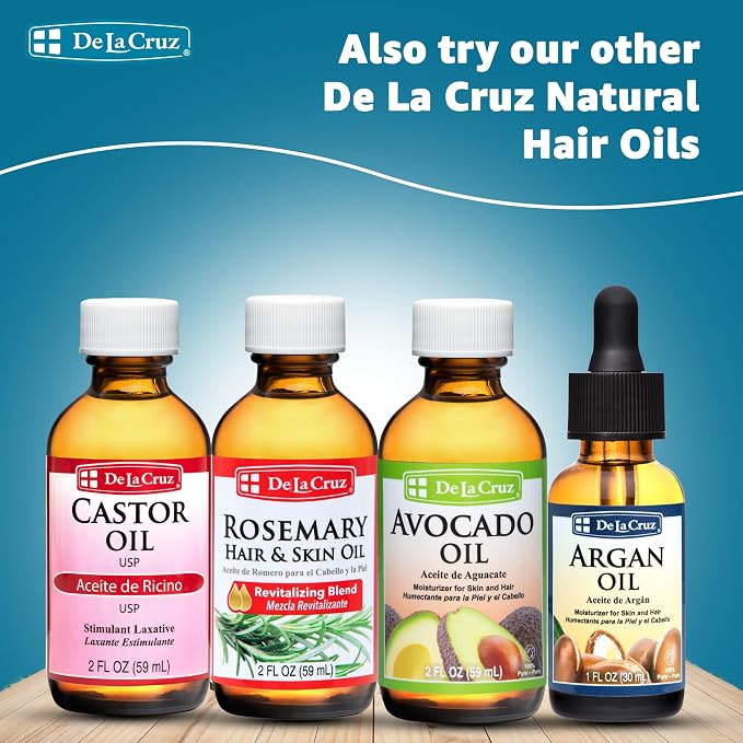 De La Cruz Rosemary Mint Oil Blend for Hair & Scalp - Revitalizing Blend with Castor, Avocado and Olive Oil - Naturally Moisturizing Rosemary Hair Oil - 2 FL OZ