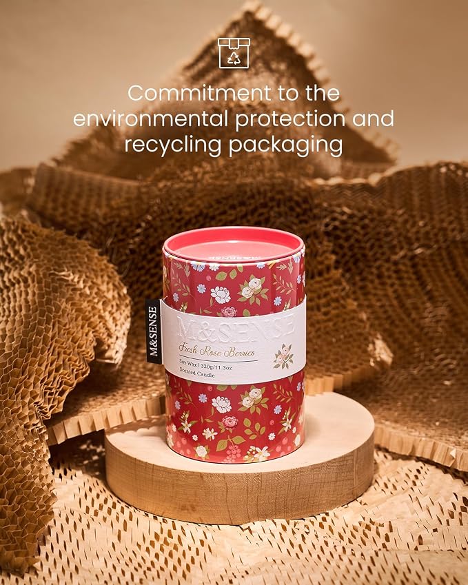 M&SENSE Spring Candle, Fresh Rose Berries Scented, 11.3 oz | Non-Toxin Soy Wax, Floral Candles Gift for Women, Up to 70 Hours Burning, Long-lasting Fragrance