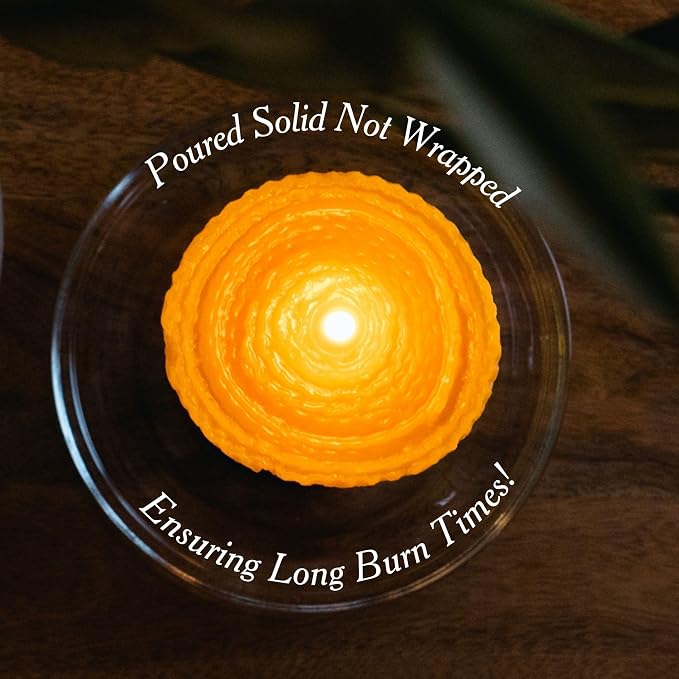 Sunbeam Candles 100% Pure Beeswax Pillar Candles | Long Burning All Natural Non-Toxic Beeswax Candles | Made in USA (Honeycomb, Natural Gold, 3"x6")