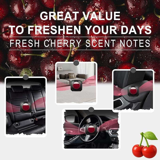 JUSTTOP Cherry Scent Car Air Freshener Clip,Provides Long Lasting Fragrance Holding for Over 120 Days,4 Vent Clips,4ml Each,Car Accessories for Men or Women(Cherry)