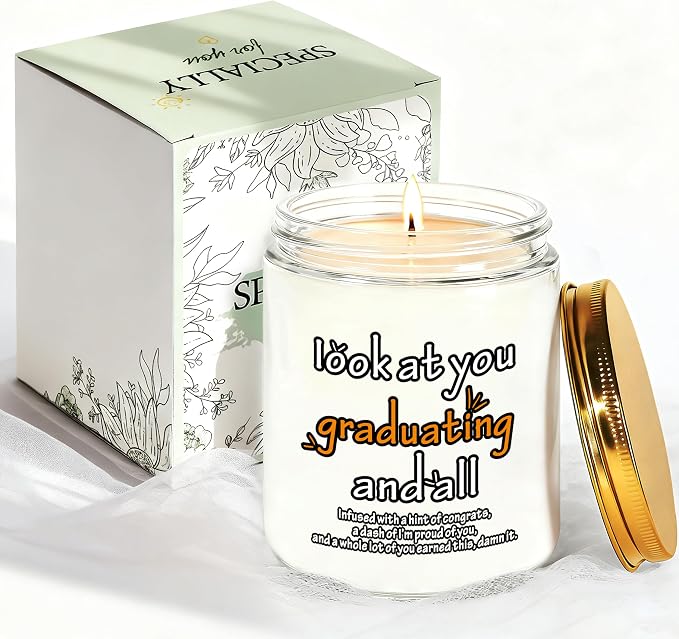 2026 Graduation Gifts for Her Him, Congratulations Grad Decoration for Women Men, Graduate Presents for Masters Degree College High School PHD Nurse, 7oz Funny Lavender Scented Candle, Style-G