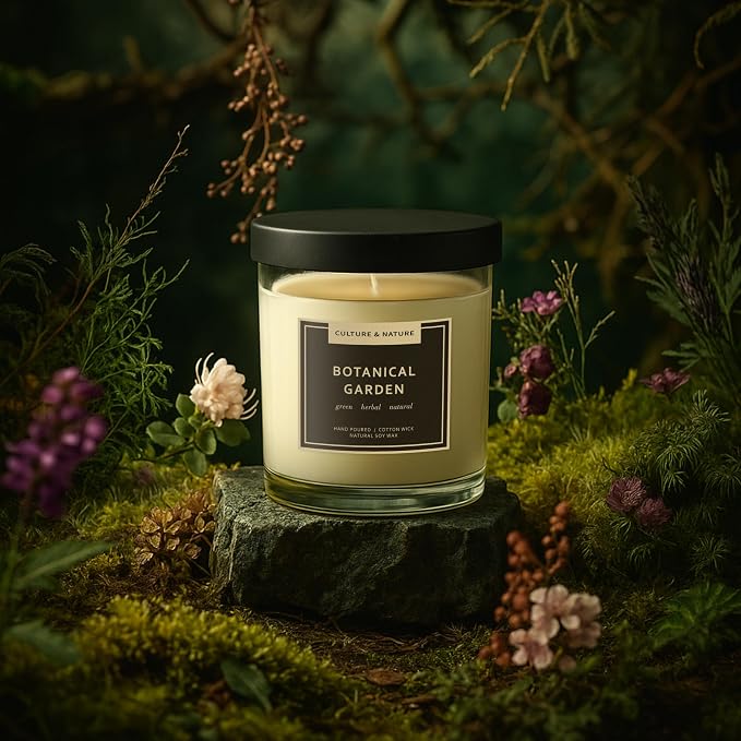 CULTURE & NATURE Natural Soy Wax Candle 7oz Botanical Garden Scented